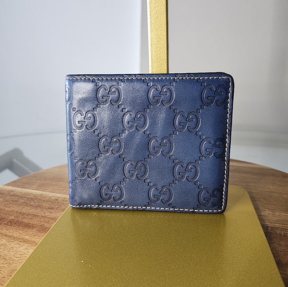 Gucci Blue Guccissima Leather Bifold Wallet Men - Picture 5 of 11
